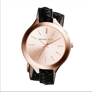 Michael Kors snakeskin wrap around watch black